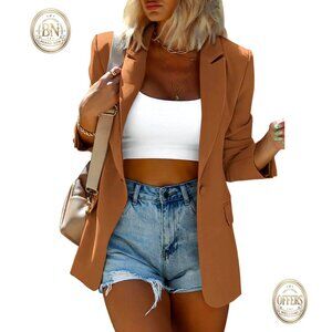 Oversized Blazer Long Sleeve Button Front Business Casual Work Jacket